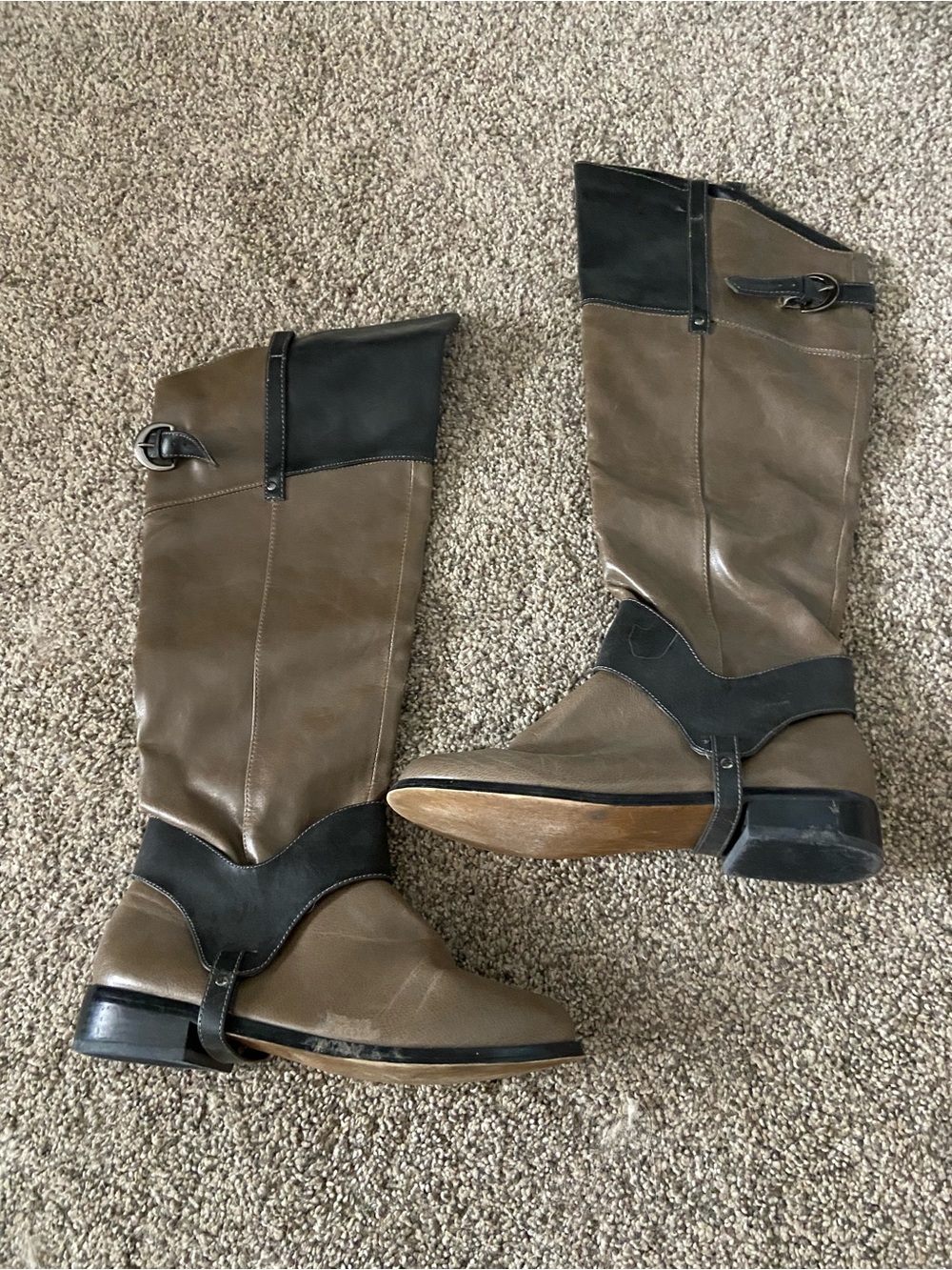 Restricted Two-Tone Brown and Black Boots